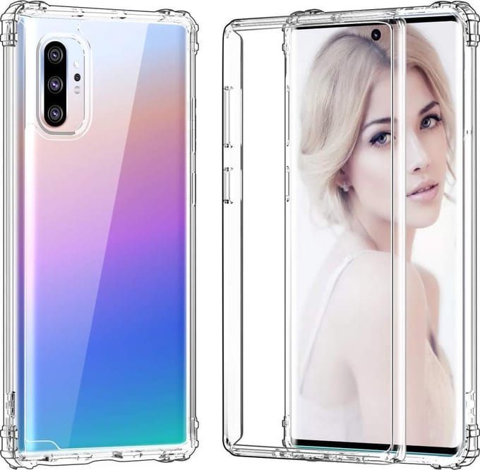 Case Geschikt voor: Samsung Galaxy Note 10 Plus Anti Shock Hybrid Hoesje Soft + 2X Tempered Glass Screenprotector