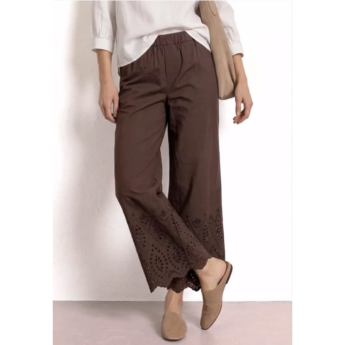 Wide Legs broek met Shiffley borduursel