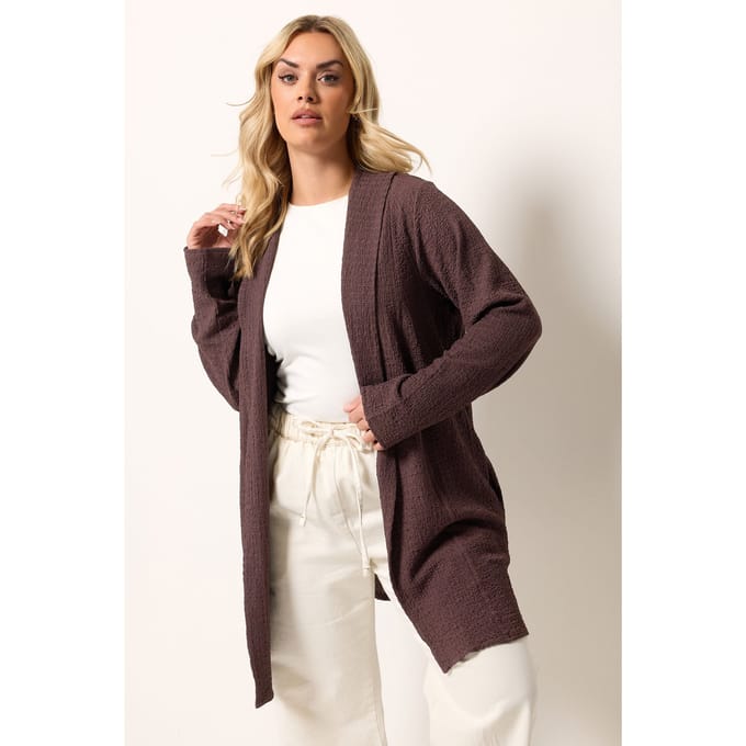 Yours Chocoladebruine Blazer Met Bubbeltextuur Size 44