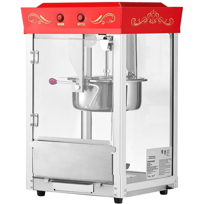 Machine à Popcorn sur Comptoir Poppeur à Popcorn Fabricant 800W 0.2kg Chaudière Rouge
