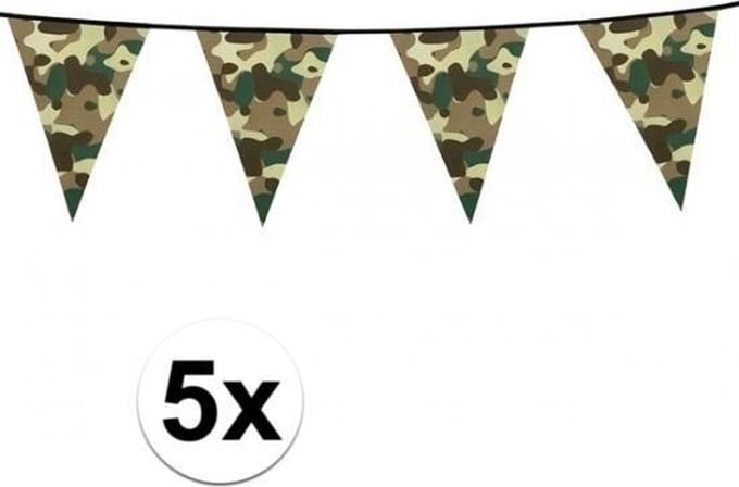5x Camouflage vlaggenlijn 6 meter - Vlaggenlijnen met legerprint