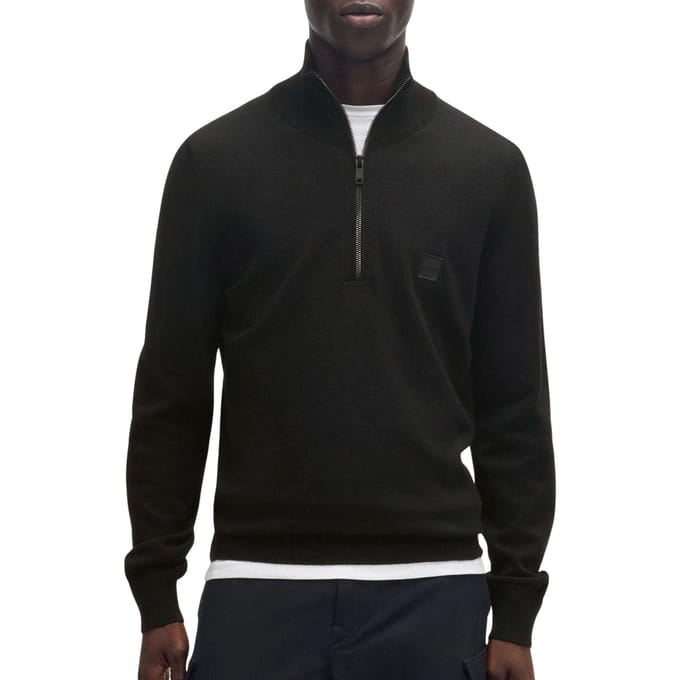 BOSS Kanobix Half Zip Trui Zwart - Maat L - Heren - Quarter zip