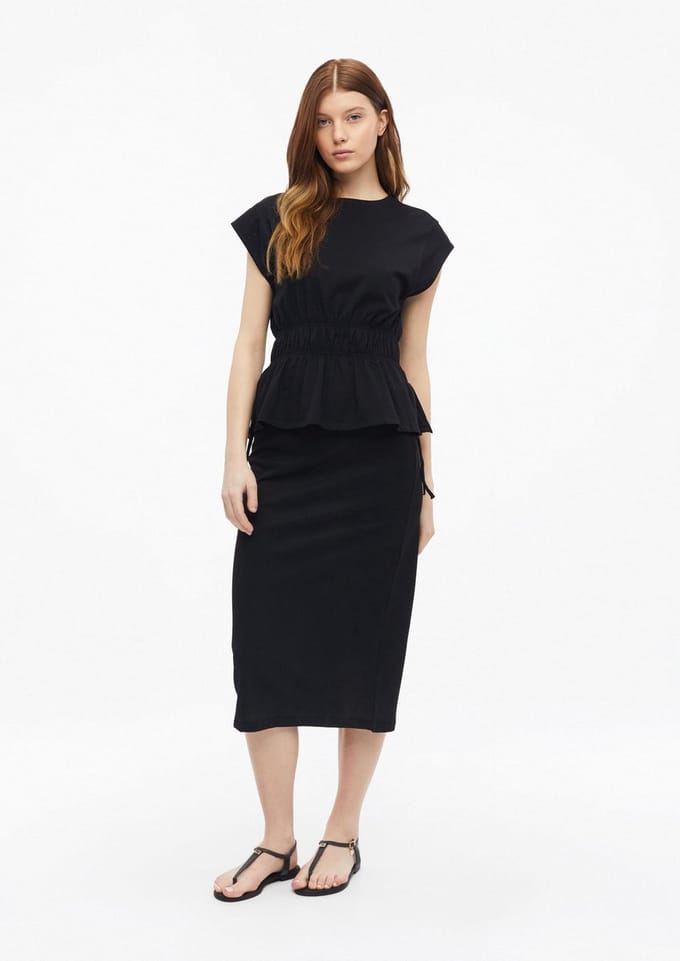 s.Oliver - female - Gestructureerde midirok met split en elastische tailleband