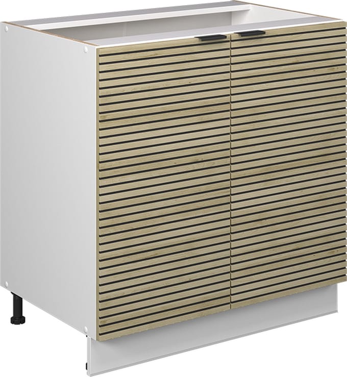 Vicco Keukenonderkast Fame-Line, Eiken paneel/Wit, 80 cm marmer werkblad