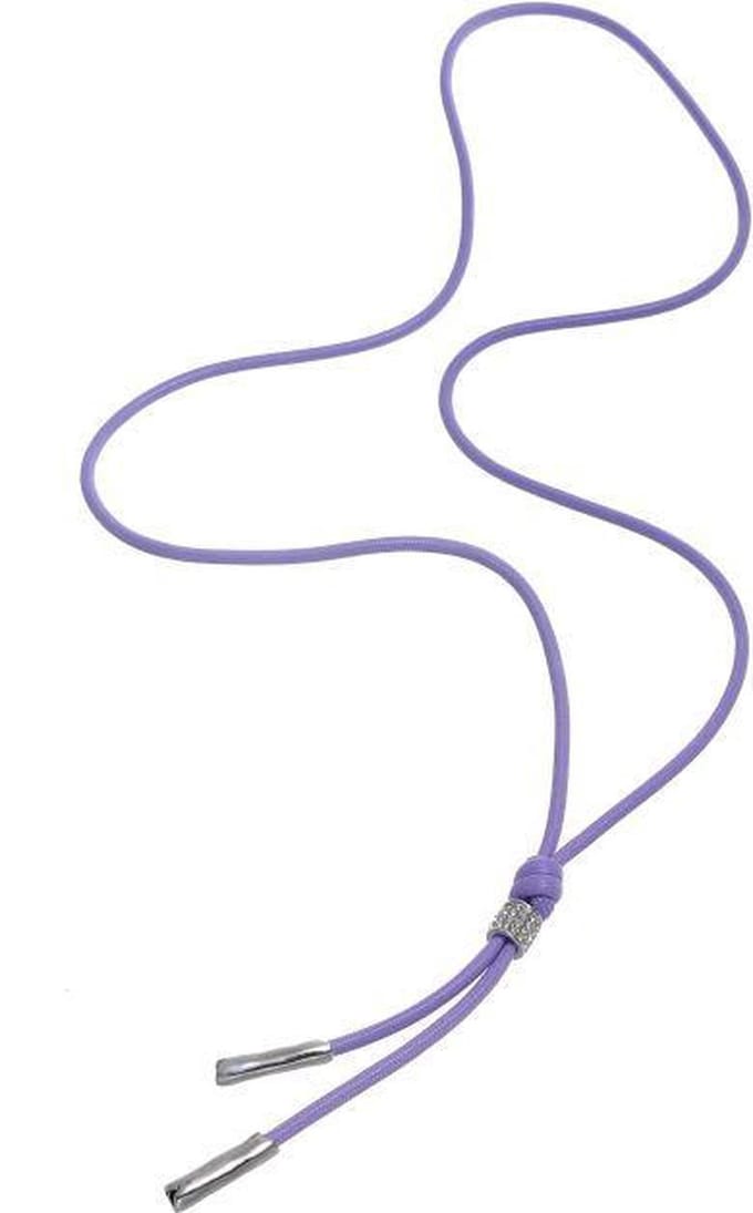 Behave Lange ketting van waxkoord 90 cm lengte, kristal glassteen