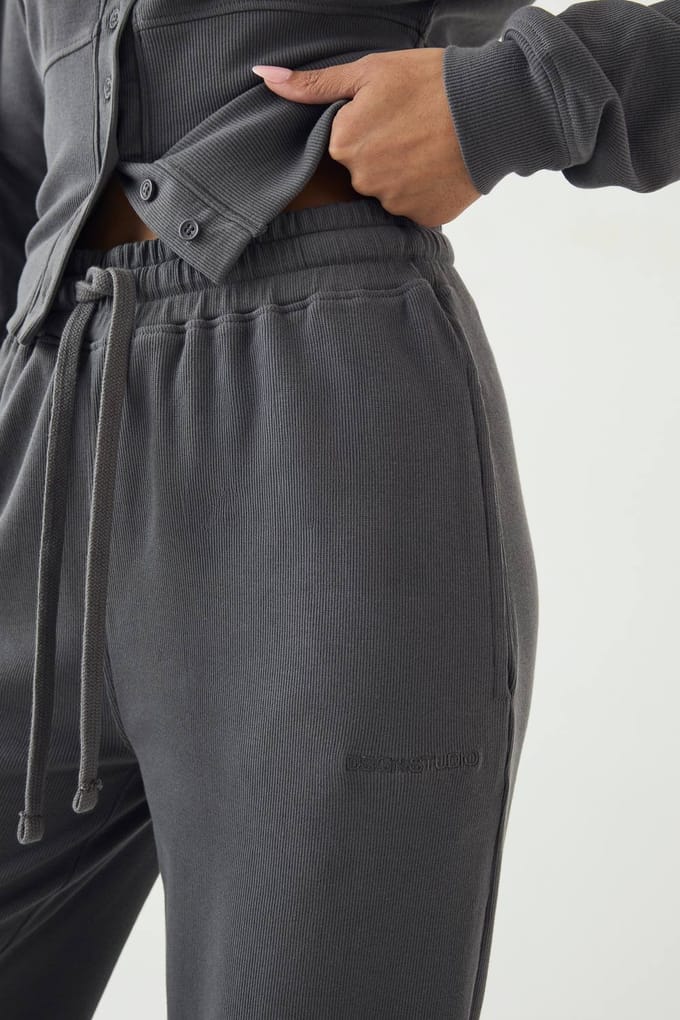 Dames Dsgn Studio Heavy Rib Rechte Pijp Joggingbroek | Houtskool | Maat: Small