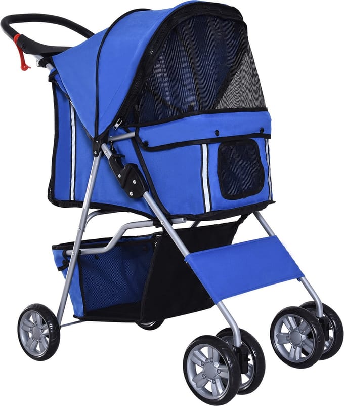 PawHut hondenbuggy - opvouwbaar - 2 bekerhouders - blauw
