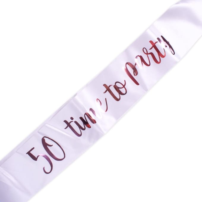 Decoratie sjerp | 50 jaar | verjaardag | rose gouden letters | Lengte ca. 72 cm.