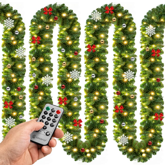 Casaria Kerstguirlande - 5m 80 LED´s-Afstandsbediening – Warm wit