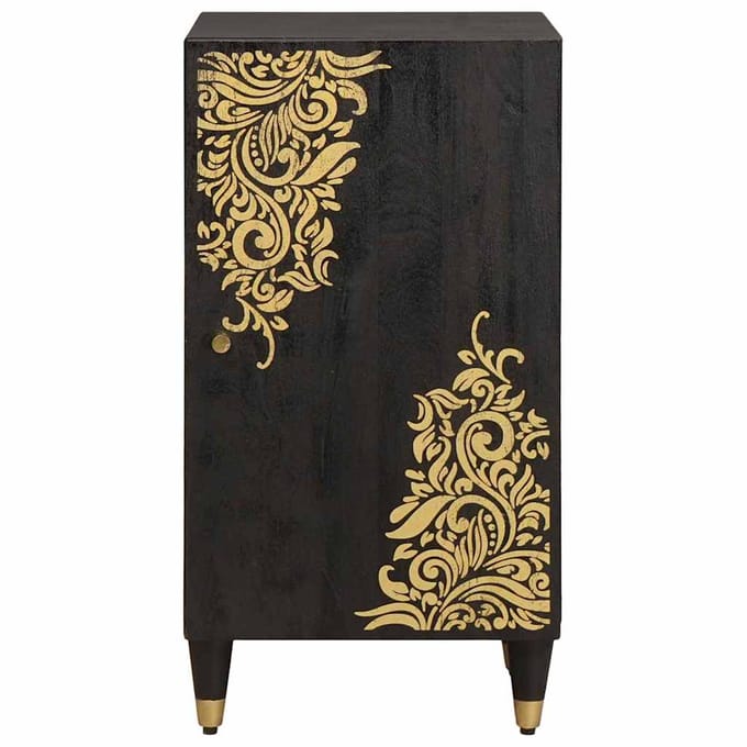 vidaXL - Dressoir - met - plank - Zwart - 40 - x - 33 - x - 75 - cm - Massief - Mango - Hout