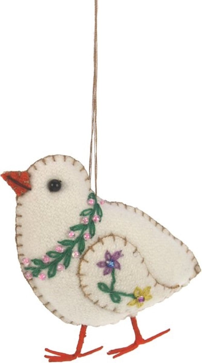 Kuiken wit, vilt 8x3x8cm