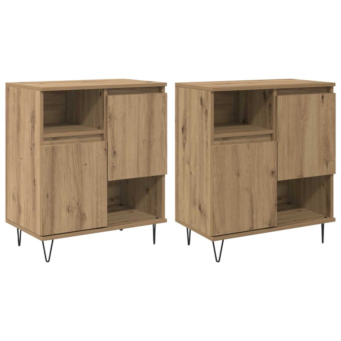vidaXL - Dressoir - 2 - st - Artisan - Eiken - 60 - x - 35 - x - 70 - cm