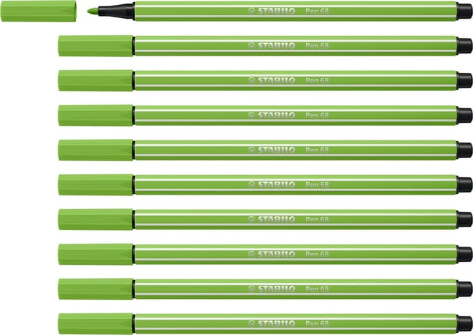 STABILO Pen 68 - Premium Viltstift - Lichtgroen - Doos 10 stuks