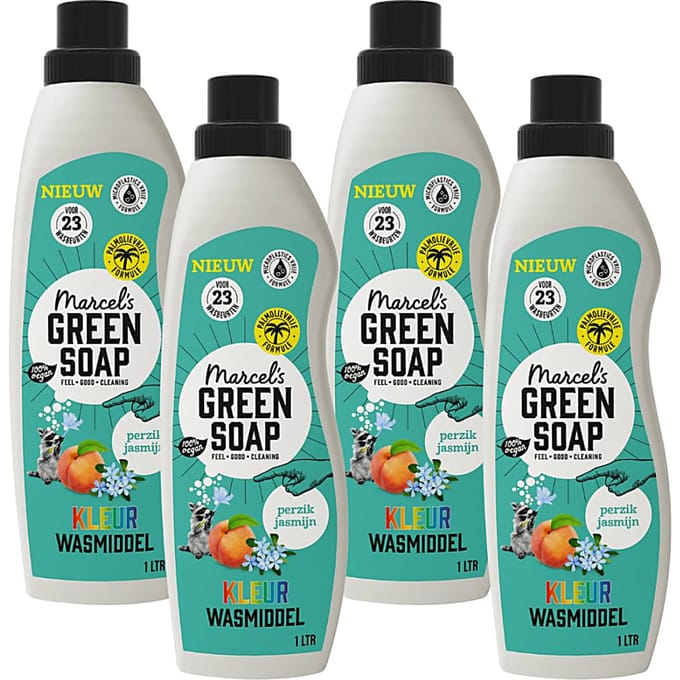 Marcel's Green Soap Kleur Wasmiddel Perzik & Jasmijn Multipack x4