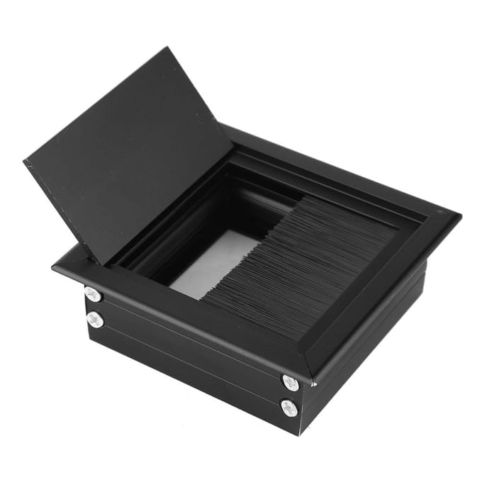 2 stuks Tafel Bureau Rechthoek Aluminiumlegering Draad Kabel Doorvoergat Afdekking met Borstel