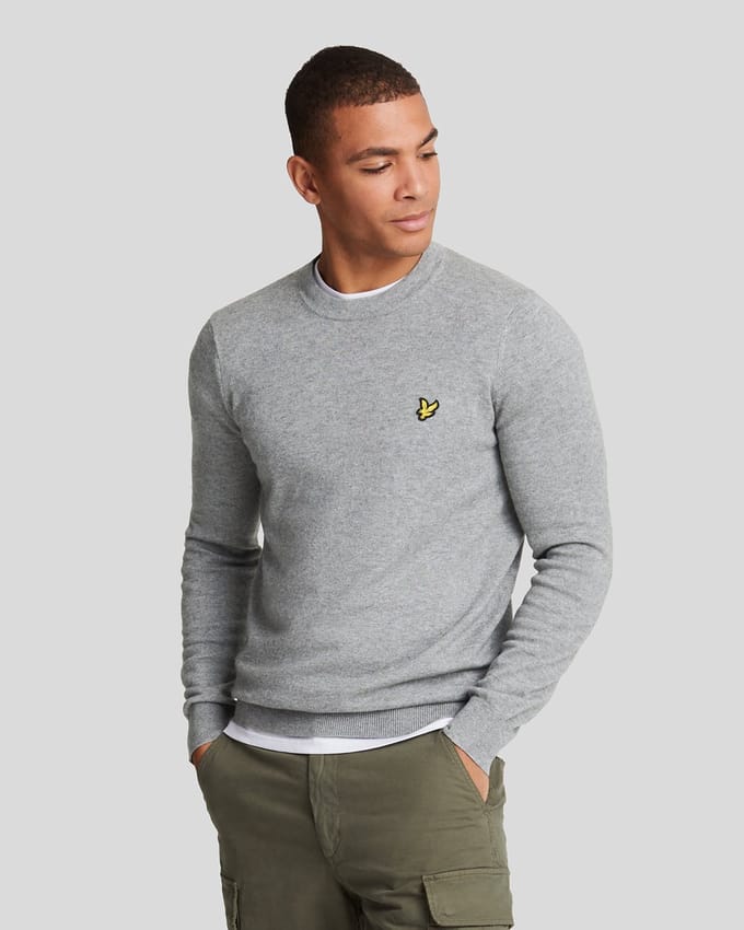 Lyle & Scott Cotton Merino Crewneck Sweater Heren - Maat M