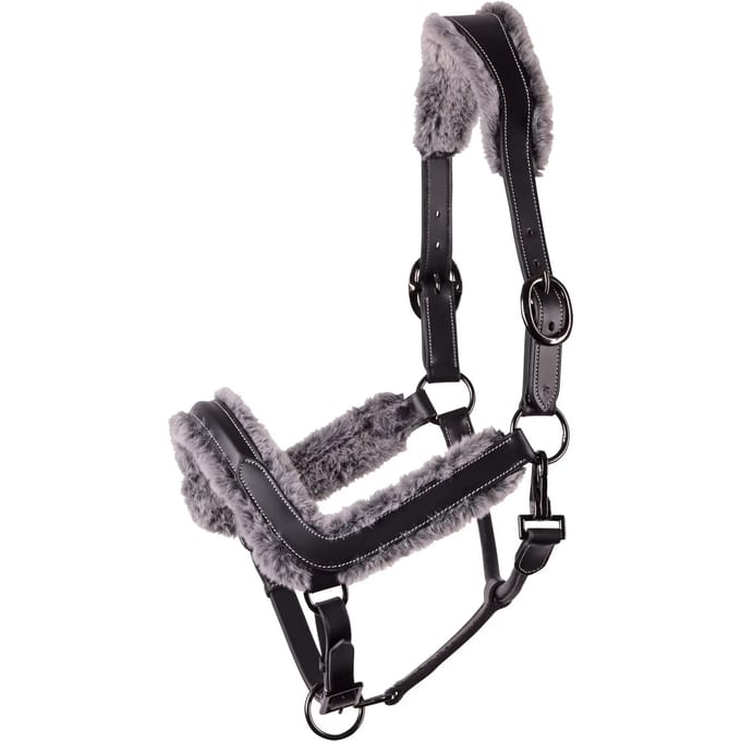 Harry's Horse Halster Leder Anatomic Furry Matt Zwart - Cob