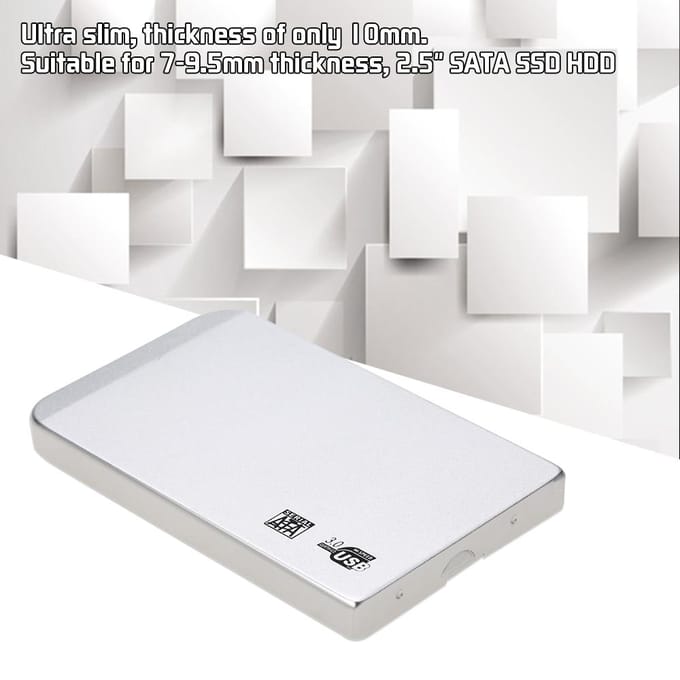 Slanke Supersnelle 6Gbps Aluminium 2.5  SATA SSD HDD Harde Schijf Behuizing USB 3.0 Extern 2.5in zilver
