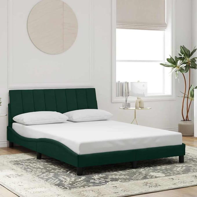 vidaXL - Bedframe - zonder - matras - "Hanko" - 120x200 - cm - fluweel - donkergroen