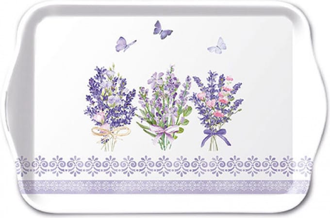 Tray melamine 13x21 cm Lovely lavender white