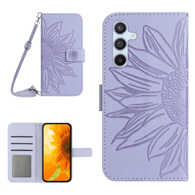 Mocaa Samsung Galaxy A56 Sunflower Bookcase met Koord Paars