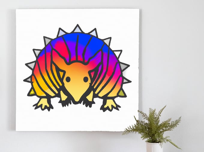 Colorful armadillo explosion | Colorful Armadillo Explosion | Kunst - 100x100 centimeter op Canvas | Foto op Canvas
