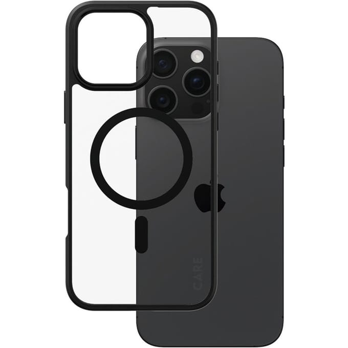CARE by PanzerGlass Flagship Case - Transparant Urban Combat w. - Zwart Frame & MagSafe iPhone 16 Pro Max