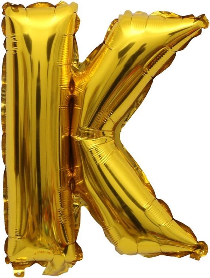 Folieballon / Letterballon Goud  - Letter K - 41cm