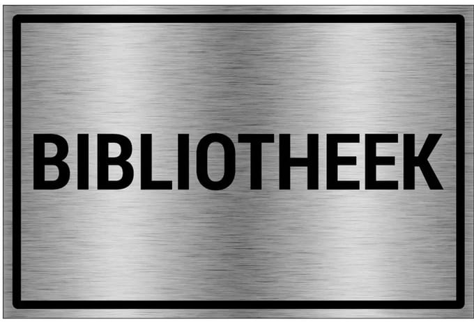 Bibliotheek bord - gecoat brushed aluminium - grijs zwart | 45 x 30 cm