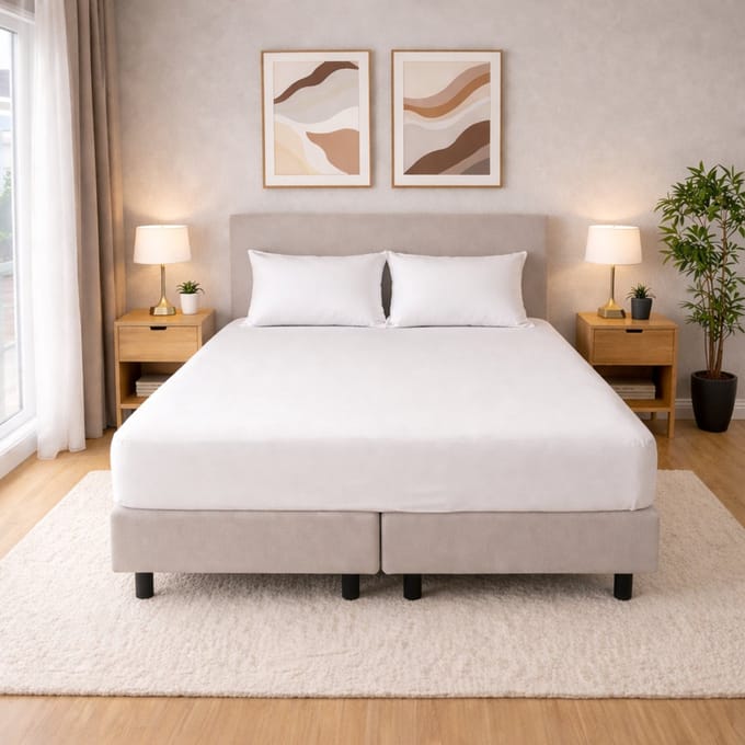 Polydaun hoeslaken - Jersey - wit - 90x200/220 cm