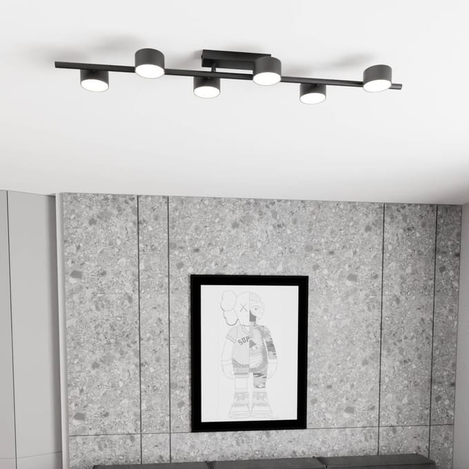 EMIBIG LIGHTING Plafondspot Bet, lengte 100 cm, zwart, metaal, 6-lamps.