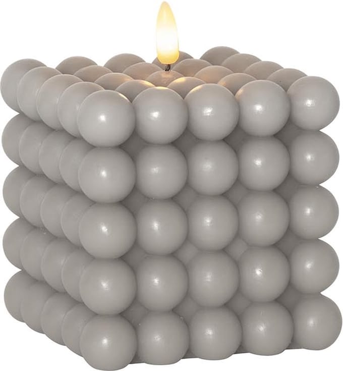 Star Trading Kaars Flame Dot, noppenkaars, grijs, LED, timer, warm wit, 12,5 cm