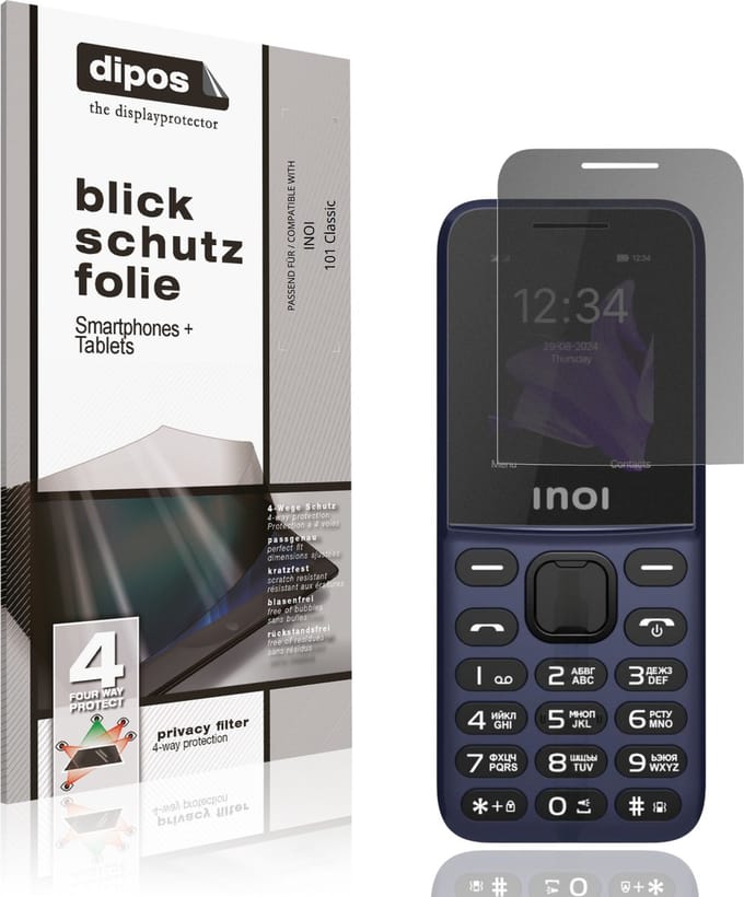 dipos – Matte Privacy Screenprotector geschikt voor INOI 101 Classic | Anti-Spy Beschermfolie
