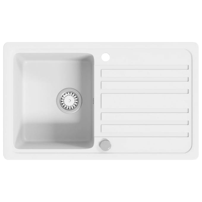 vidaXL - Spoelbak - graniet - enkele - bak - met - afvoer - omkeerbaar - wit