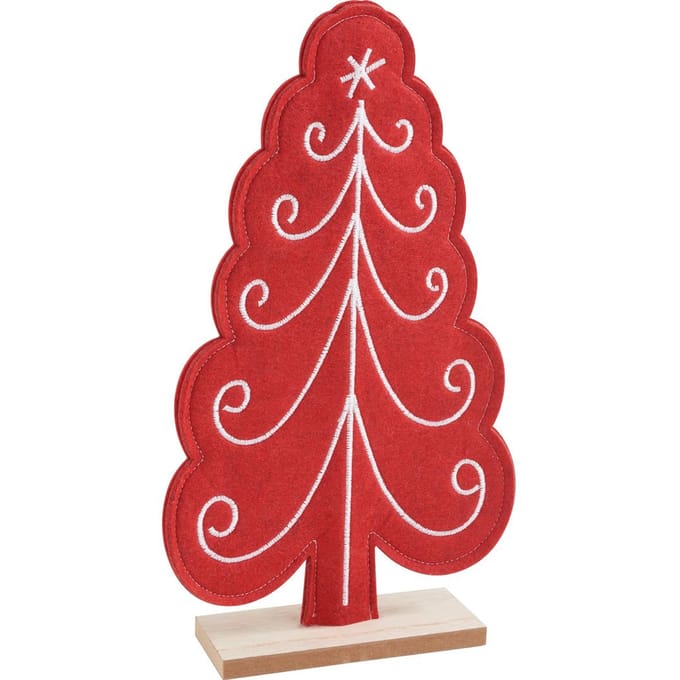 VBS Vilten staande decoratie "Kerstboom" - Rood
