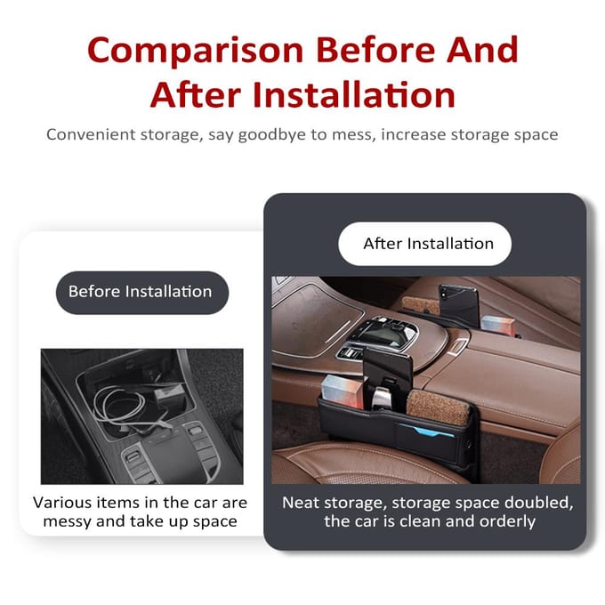 Autostoel Gap Filler Organizer, Multifunctionele lederen auto Gap Filler, Auto Console Side Storage 0 rood zwarte kleur