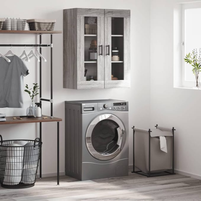 vidaXL - Wandkast - 69,5x34x90 - cm - grijs - sonoma - eikenkleurig