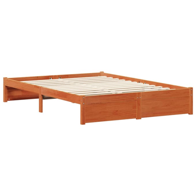 vidaXL - Bedframe - met - plank - Wasbruin - 150 - x - 200 - cm - Massief - vurenhout
