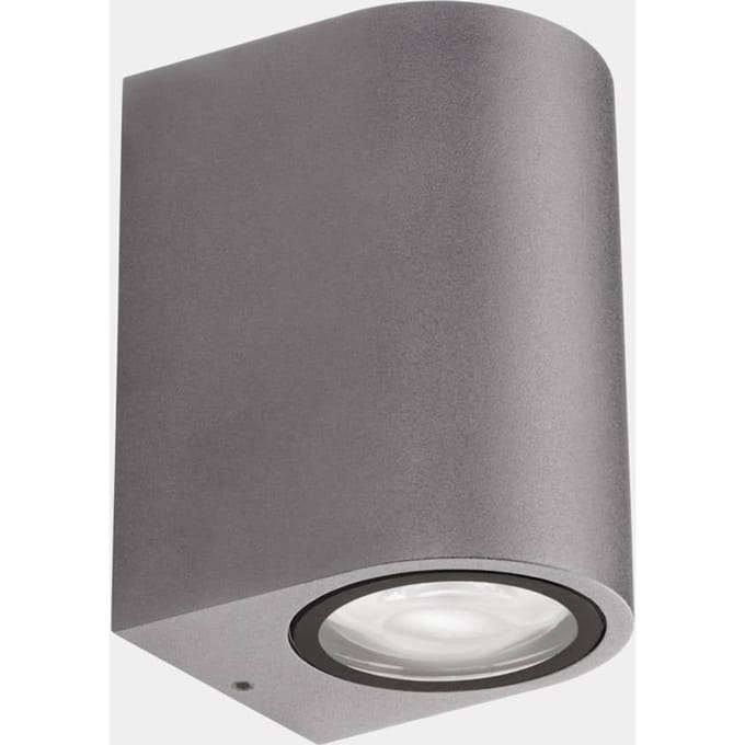 LEDS-C4 LED buiten wandlamp Eko Single, grijs, breedte 7 cm, aluminium