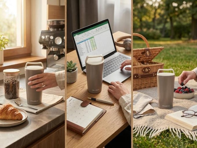 Verdi Thermosbeker 450ml Lichtgrijs - Houdt Drankjes Warm