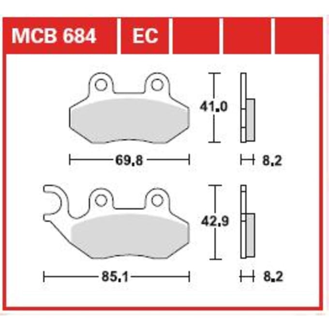 Bremsbelagsatz, ohne Straßenzulassung TRW MOTO MCB684EC