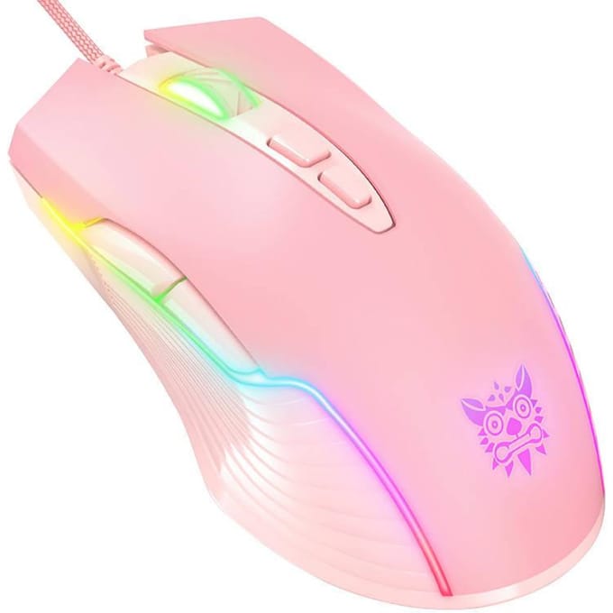 ONIKUMA CW905 Wired - Gaming muis - Optisch - 7 knoppen - Roze met RGB