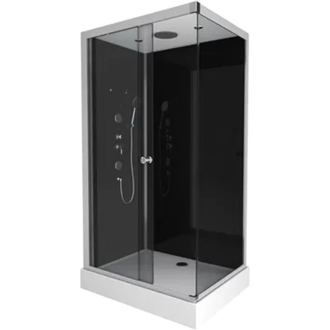 Aurlane Douchecabine Black 2 - Rechthoek - 80x110x230cm - Zilver