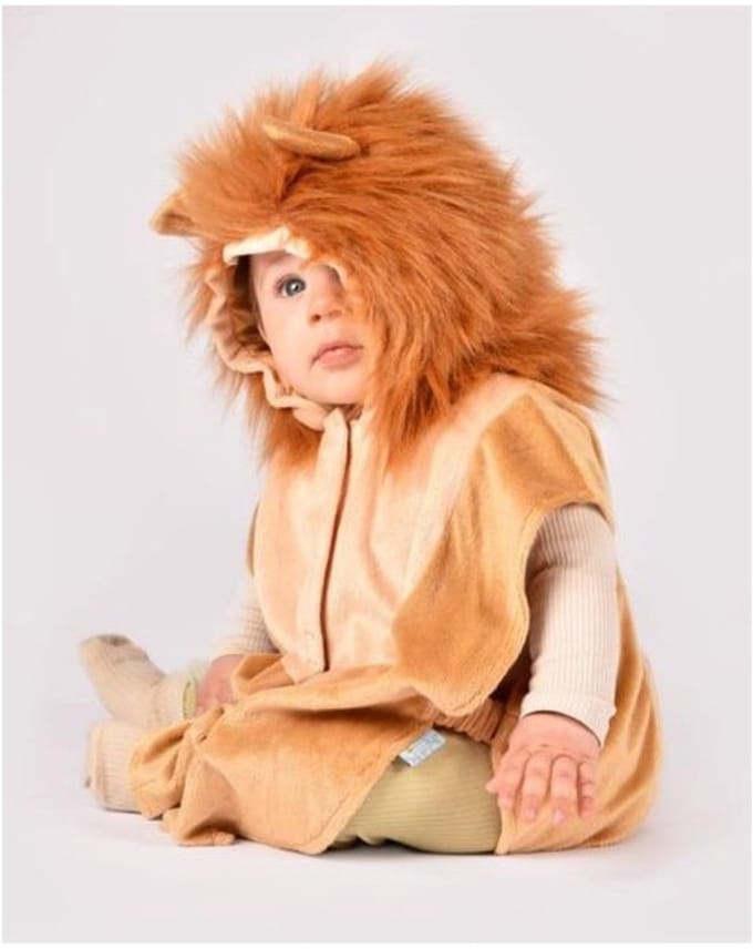 Den Goda Fen Verkleedkledij Leeuw - Mini cape met capuchon - 86/110cm - 1/4 jaar - Bruin