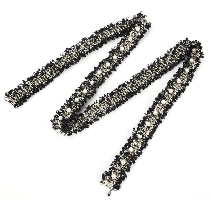 Dentelle Bordure Longueur 2 Yards Accessoire de Décoration DIY Tissu Textile Maison Pièce Décorative(Noir)