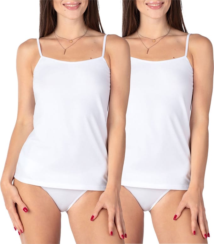 Bellivalini Dames Onderhemd - Ronde hals - Katoen - BLV-BLV50-220-UW - 2Pack-Wit - 4XL