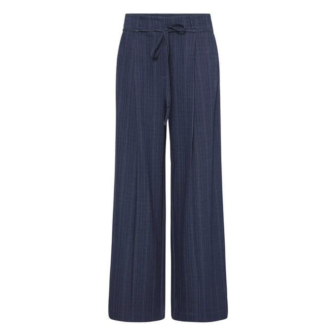 Broek van viscosemix met strikceintuur model 'KATE PINELLE'