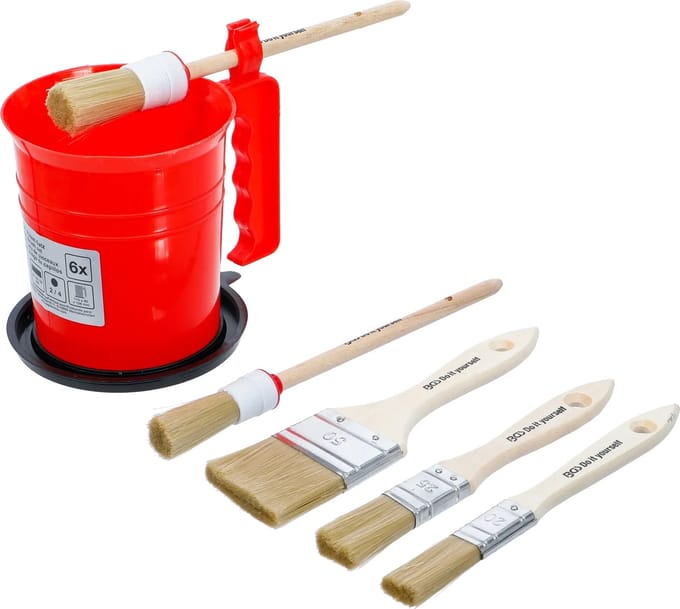 BGS Platte / ring penselenset - met kleur beker - 6 delig
