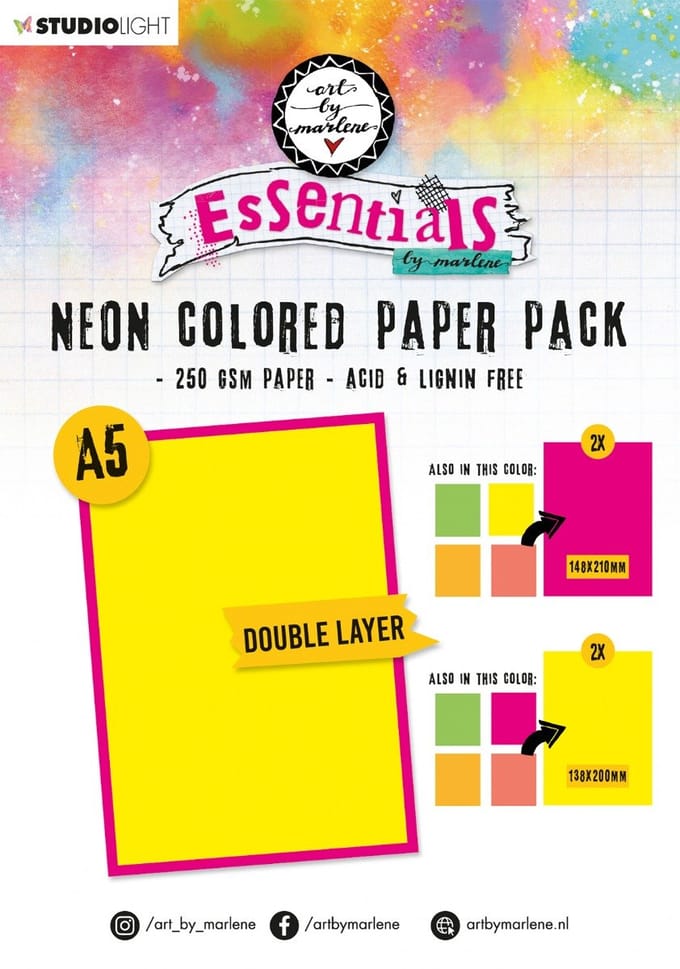 Paper pack Neon double layered A5 - ABM essentials nr. 105