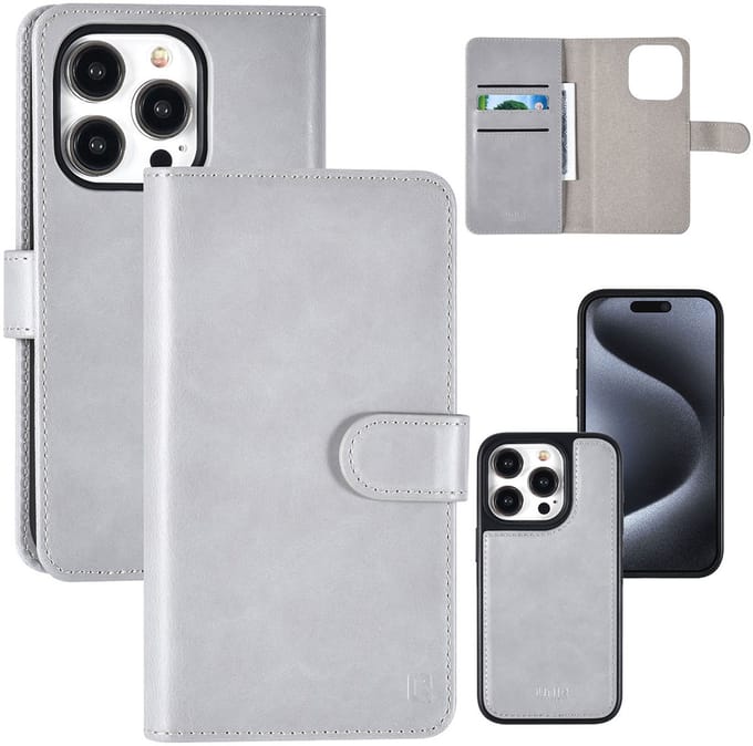 UNIQ Accessory Back Cover - Apple iPhone 15 Pro - Grijs - Valbescherming - Pasjeshouder